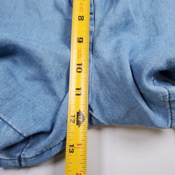 Loft High Waisted Baggy Wide Shorts Women Size 6 Denim Finish Linen Blend - Picture 6 of 10